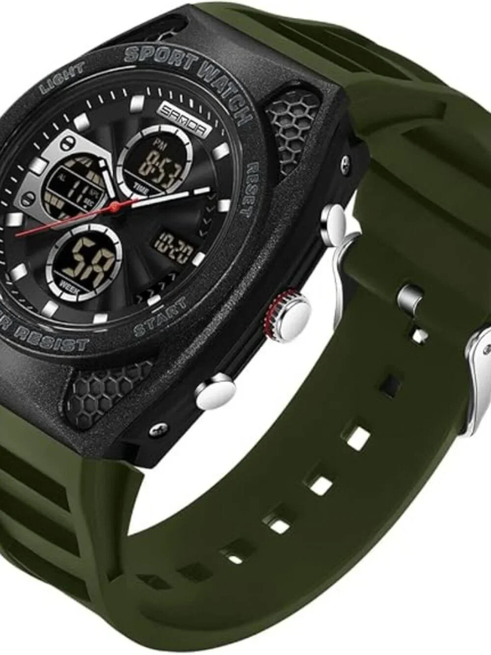Men's Army Green Analog Quartz Electronic Military Multifunction Digital Watch